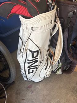Ping leather golf bag white