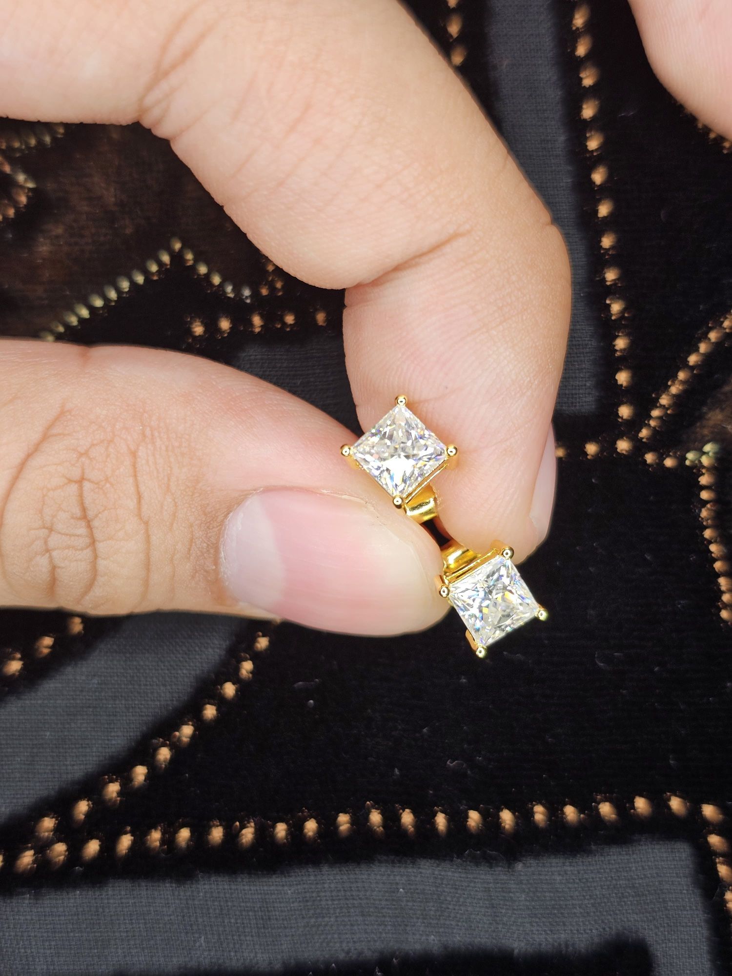 S925 Moissanite Earrings 14k Gold Plated 