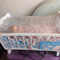 New Old Stock 1960s Baby Doll In Crib
