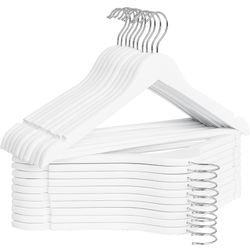 60 white Wooden clothes hangers 