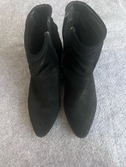 Cole Haan Boots Womens size 6.5 Maple Ankle Booties Black Suede Block Heels Side Zip