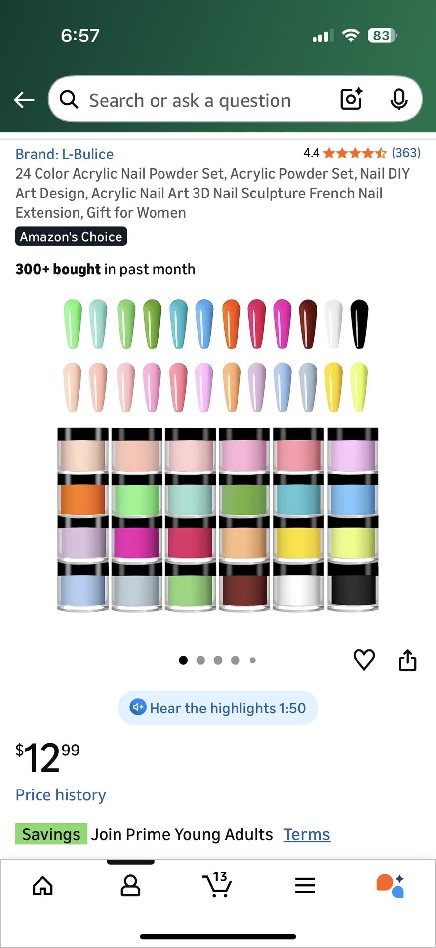 24 Color Acrylic Nail Powder Set,