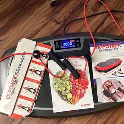 VX Power slimPlate Exercise vibrator machine with Instructions, Nutrition Booklet, CD With Exercise Videos, And Bungee  Chords For Exercises.