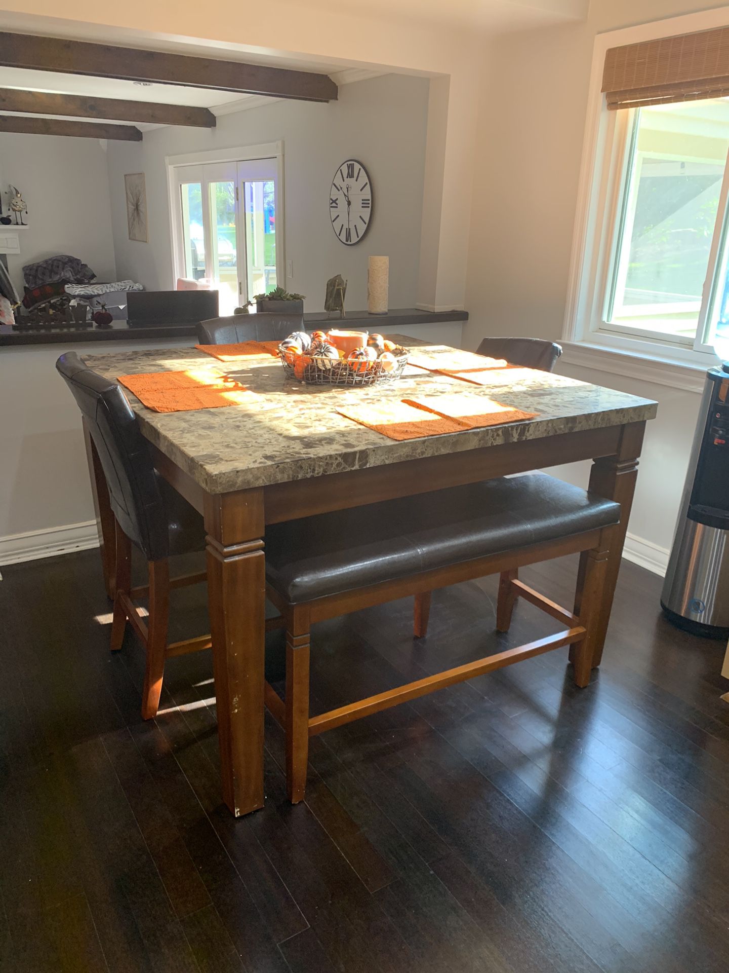Kitchen table with bench and chairs