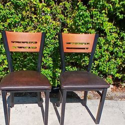 CHAIRS- IN OR OUTDOORS- METAL & LEATHER- BOTH FOR $20