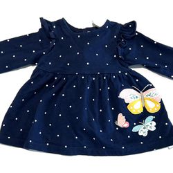 NEW! Carter's Baby Navy Blue Polka Dot Butterfly Dress/ Bloomers Newborn Girl