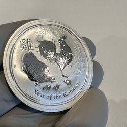 1 Oz 0.9999 Fine Silver - $1 Perth Mint 2017 Year Of The Rooster 