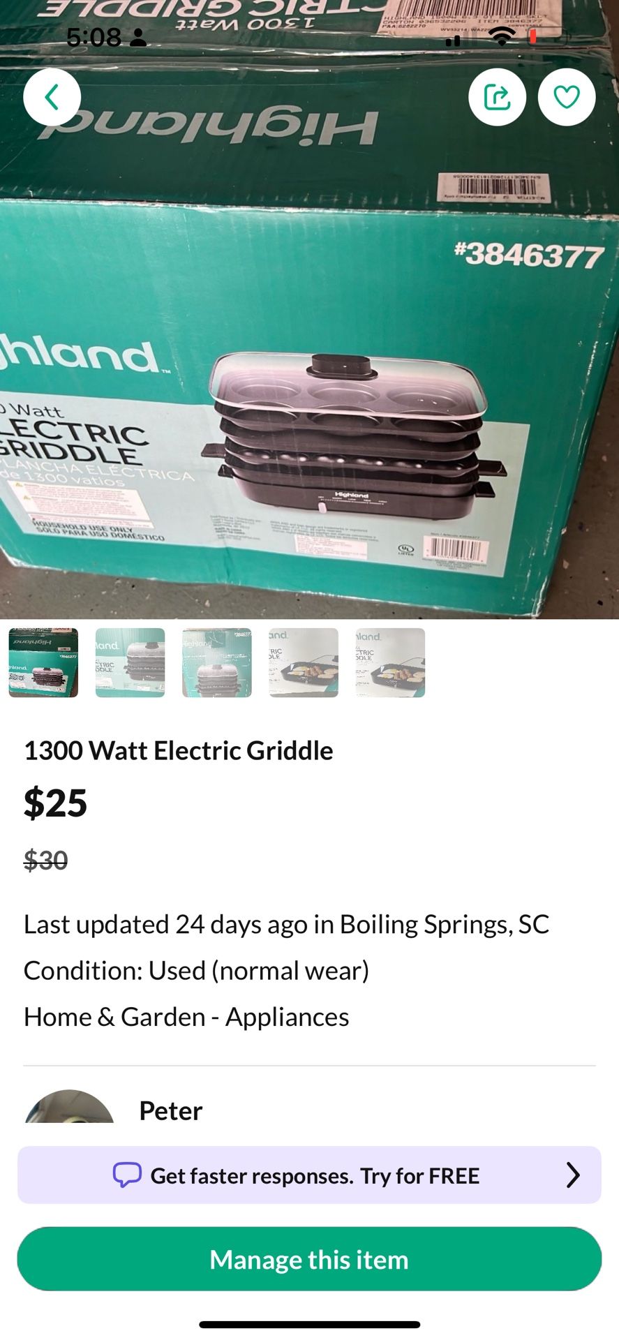 1300 Watt Electric Griddle