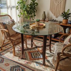 Crate & Barrel Glass Top Dining Table – 42” Round $200 OBO - eager to sell