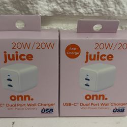 Onn. 40W Wall Unit White, for iPhone ,iPad, Smartphone, Set of 2