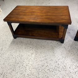 Table + Side Table Set – Wood & Metal