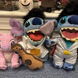 Disney two Elvis stitches and angel plushes