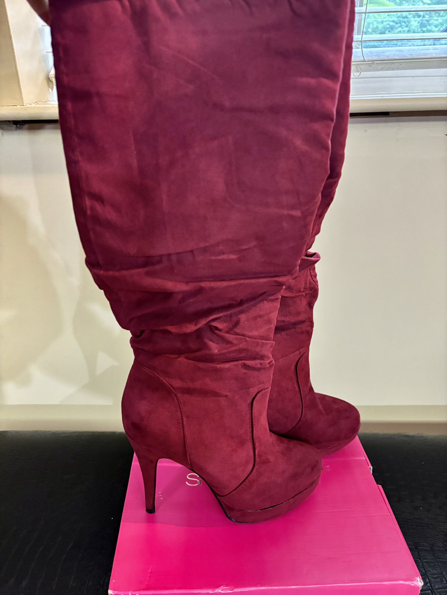 Burgundy Women’s Knee High Stiletto Boot