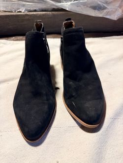 Black Suede Ankle Boots with Side Zip