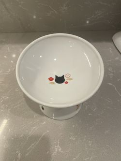 Necoichi Ceramic Raised Cat Food Bowl – Elevated 15° Tilted (Fuji, Extra Wide Tilted, 1.5-Cups Capacity)