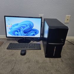 Windows 11 PC, 22-inch LED computer monitor, laser printer, wireless keyboard and mouse