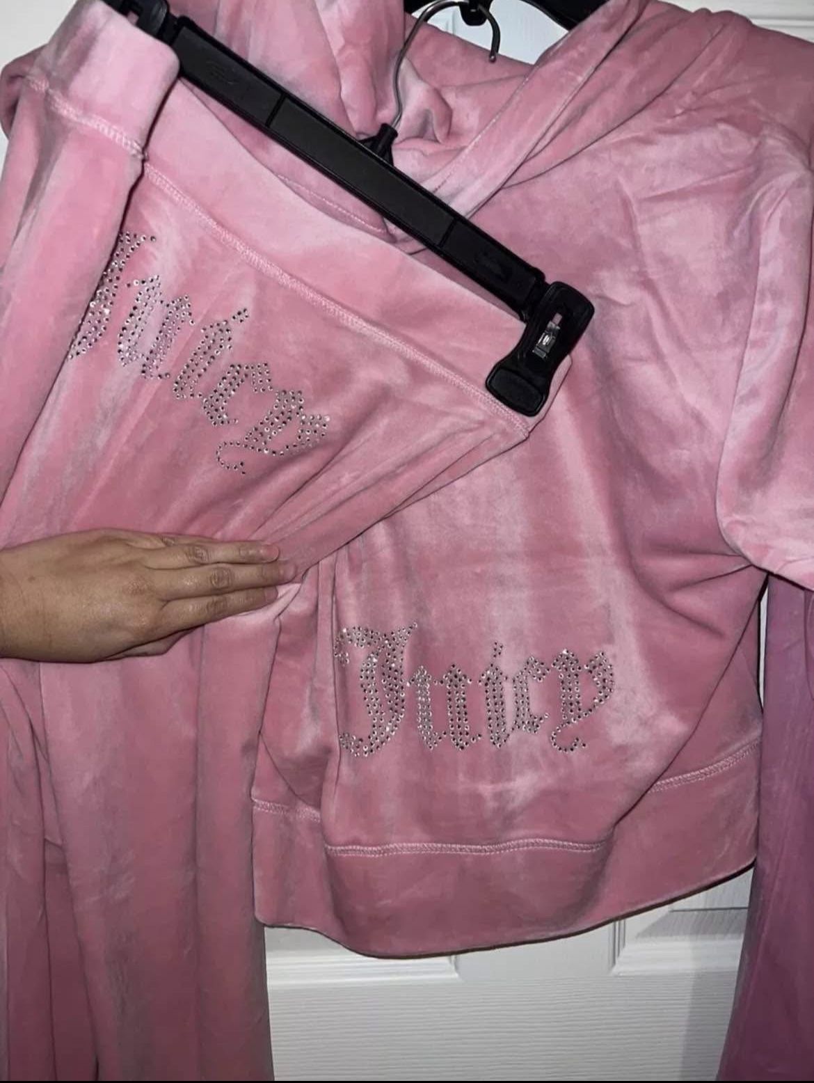 Size L Juicy Couture Velour Bling Tracksuit Set “rose” pink Large New Y2K 2000s