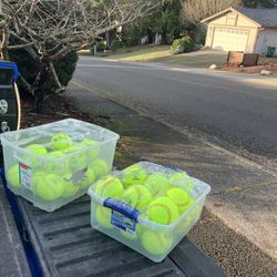 Tub Bucket of Softballs Practice Balls Baseball Softball in Great Condition 16 Soft Balls in each Tub $45 Each Tub 