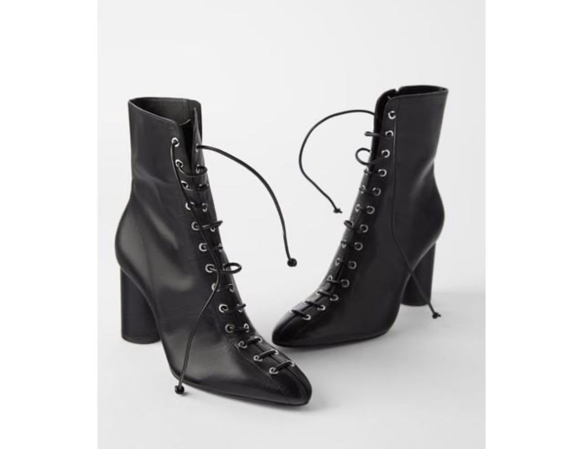 Zara New! Lace Up Leather Boots