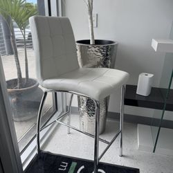 White Leather Barstools