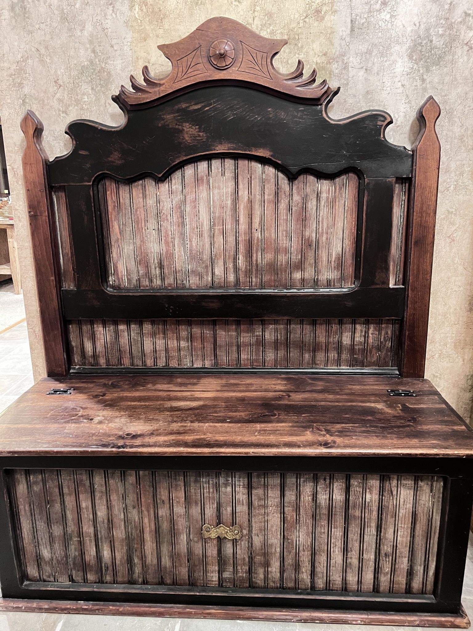 Rustic Wooden Entry Bench With Storage