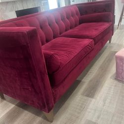 Sofa For sale !! Modern Tufted Tuxedo In Burgundy 