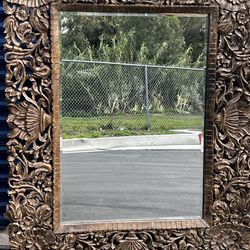 Hawaiian inspired wood unique mirror!