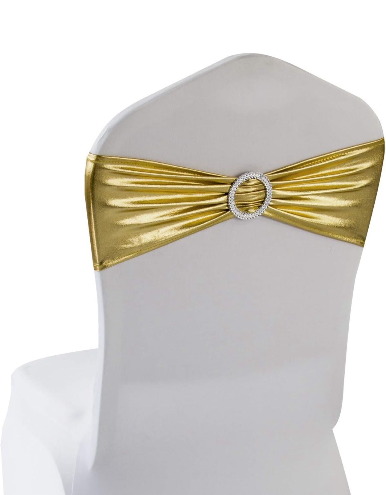 Metallic Gold Chair Bands - 100 Count