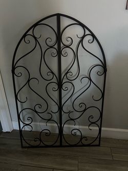 Arched Wrought Iron Scroll Wall Decor Panel