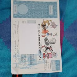 Walt Disney Stock Certificate 2 Shares
