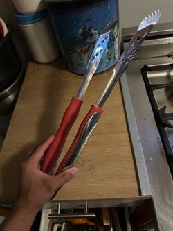 Cuisinart Stainless Steel Kitchen Tongs - Red Handle