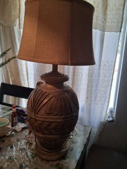 2 lamps carved wood beautiful lamps