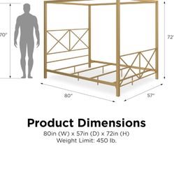 Gold Canopy Bed Frame With Mattress And Box Spring