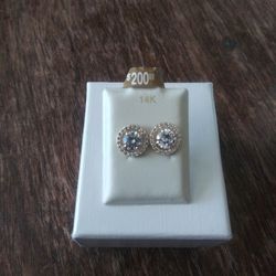 14kt Solid Gold Round Diamiond Earings