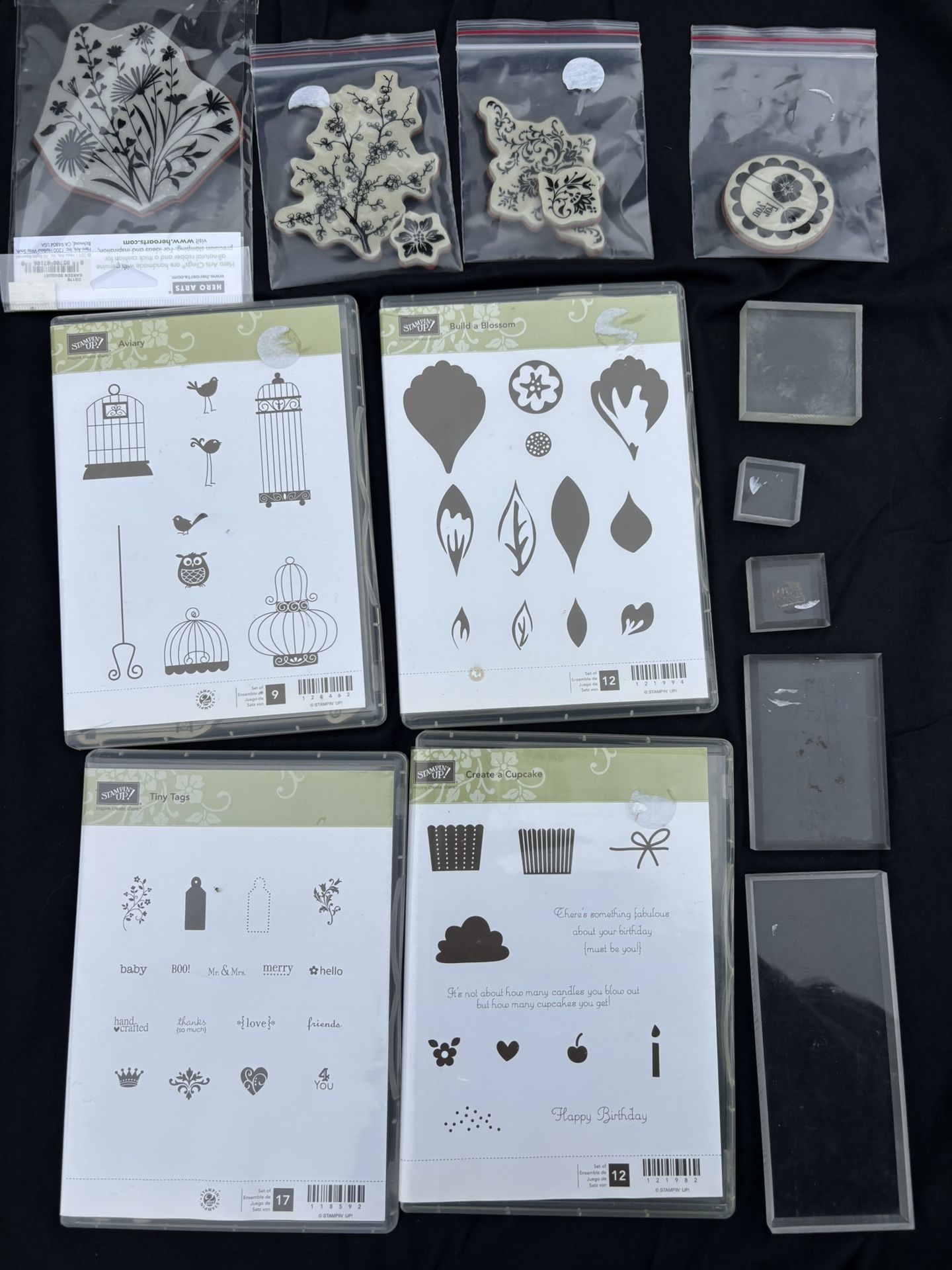 Holiday, Owl, Birthday, Flower Cling Stamp Set and Acrylic Mounting Blocks