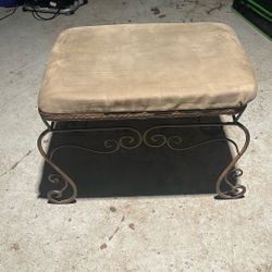 Wrought Iron Ottoman / Upholstered Accent Bench