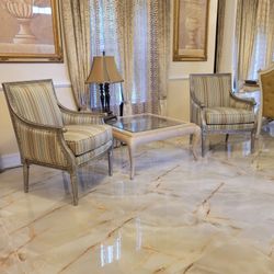 Ethan Allen Two Arm Chairs And Coffee Table 