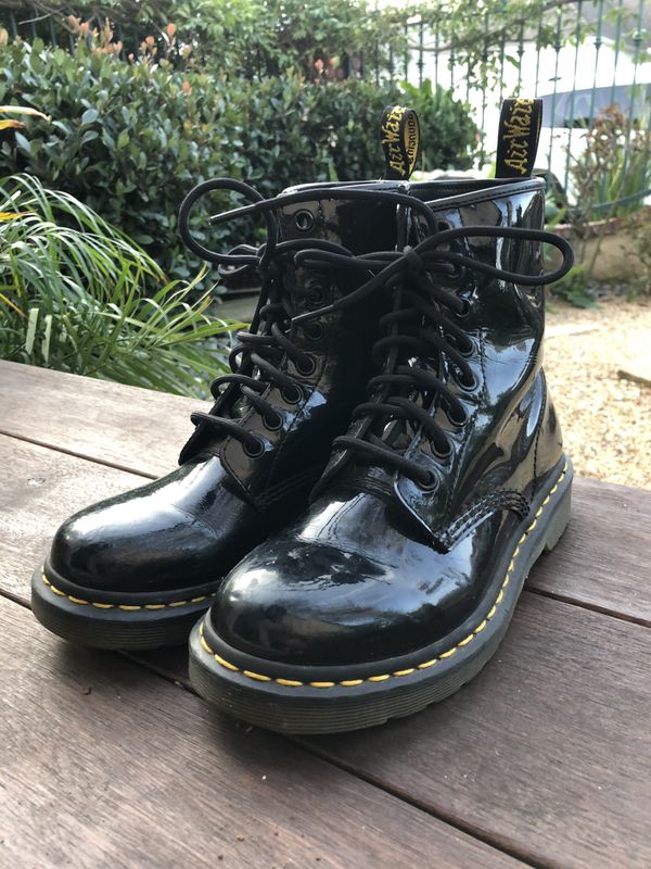 shiny doc marten boots