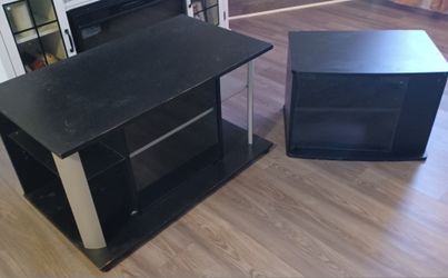 2 Identical Wood Tv stands in different sizes
