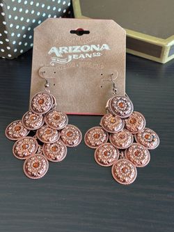 Statement Rose Gold Coin Cluster Earrings