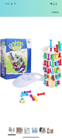 Point Games Crazy Tower - Stacking Tower Game with Fun Roman Column Design- Toppling Leaning Tower Toy with Dice - Developmental & Interactive Puzzle,