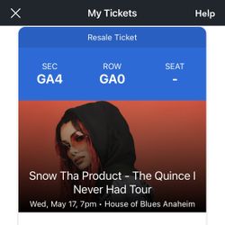 Snow Tha Product Ticket 5/17 ANAHEIM