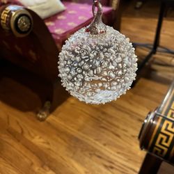 Vintage Blown Glass Snowball Ornament Vintage Snowball Ornament Glass Snowball Christmas Ornament