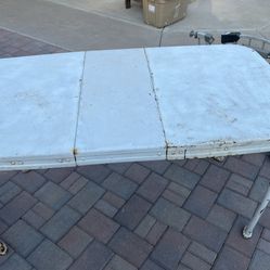 Vintage Metal Table With Leaf In The Middle