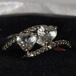 Silver Sterling 925 TJ with two Quartz Stones . Ring Size 6