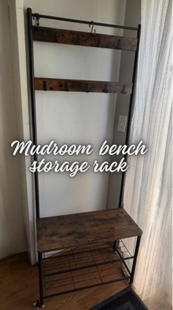 VASAGLE Industrial Hall Tree / Coat Rack with Shoe Bench
