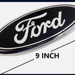 Black & Silver 2004-2016 Ford 9" INCH OVAL LOGO Emblem Grille Tailgate F150 F250 F350