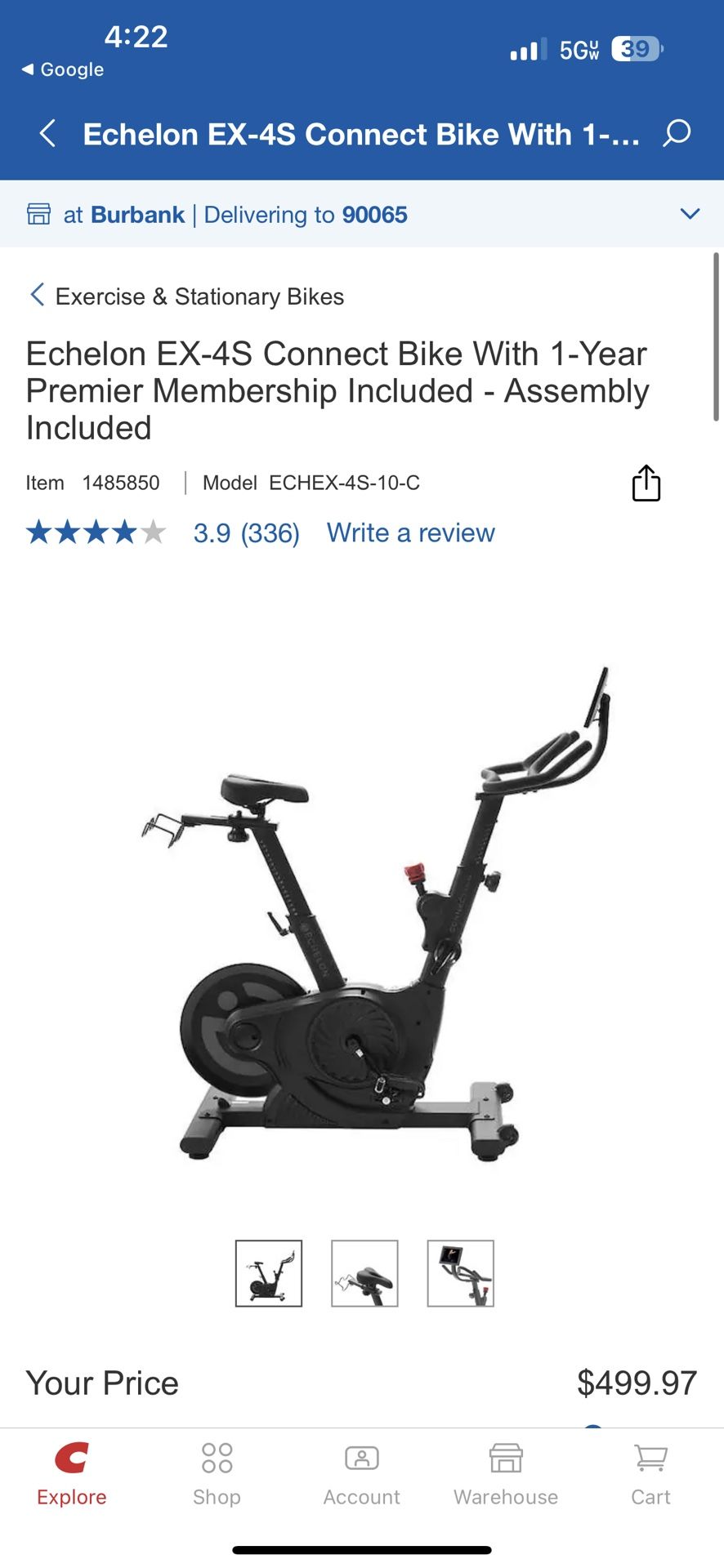 Echelon EX 4S Connect Bike