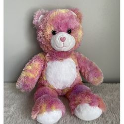 Build A Bear Workshop Endless Hugs Teddy Bear Pink & Orange Tie Dye Plush 16"
