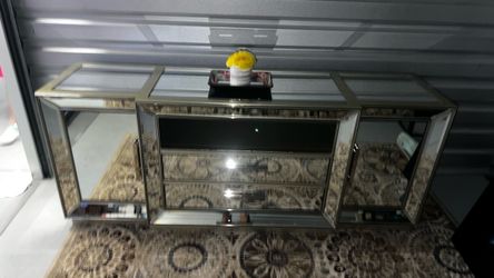 Mirrored TV Console Cabinet with Drawers